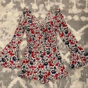Flower long sleeve romper